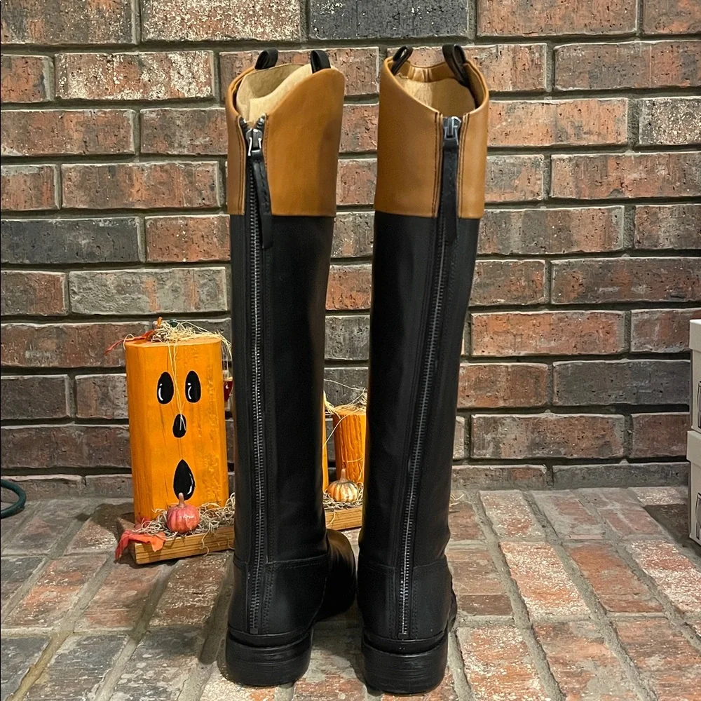 Franco Sarto Women's Black and Brown Riding Boots Sz 6